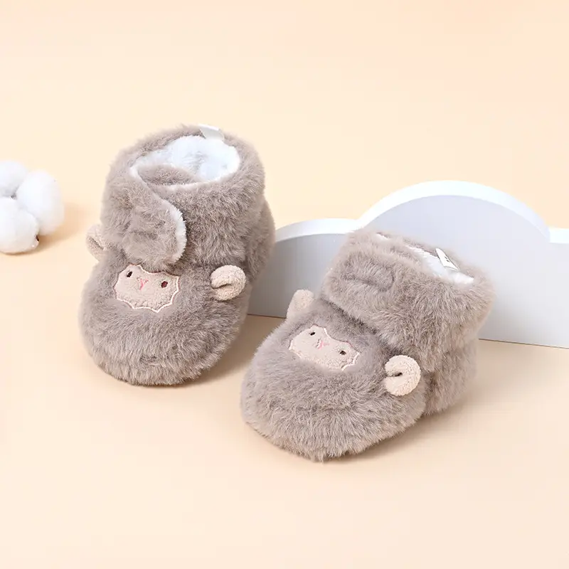 Furry Fleece Lined Baby Slippers for Boys Girls Winter Warm