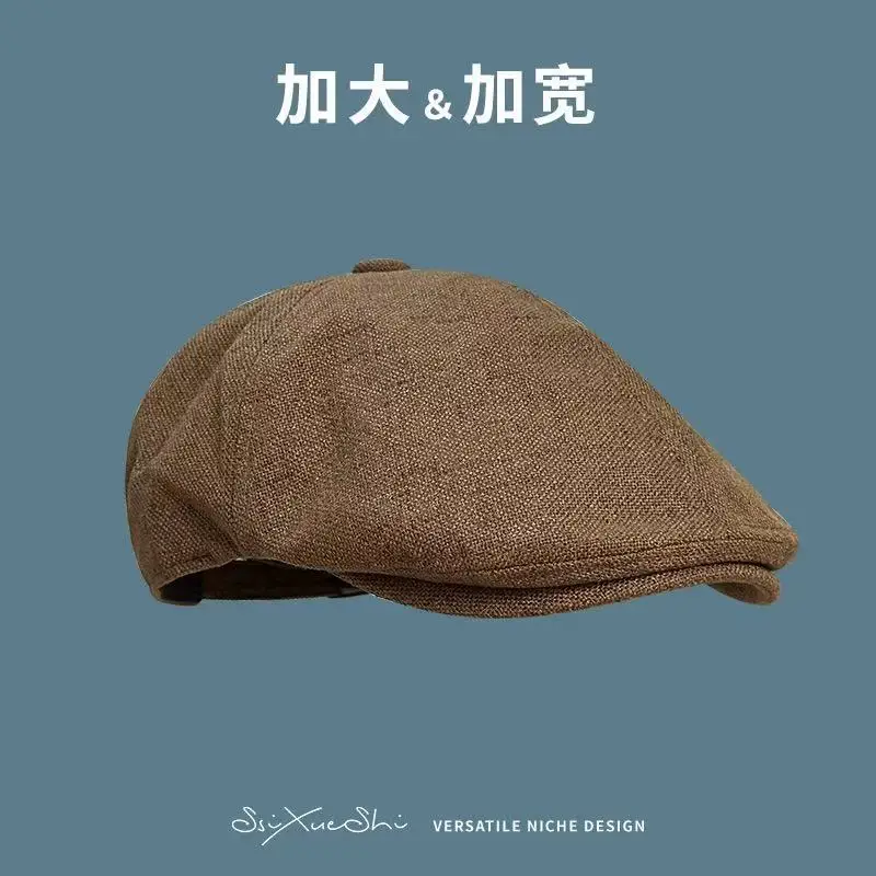 Vintage Forward Cap for Women Large Head Circumference Cotton Linen — feature 6