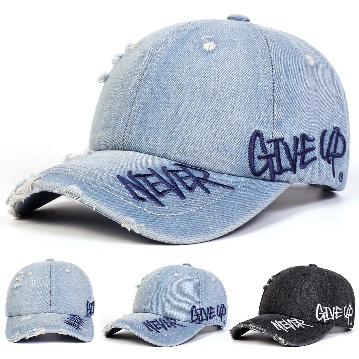 American Style Wash Denim Cap for Women New Spring Autumn Wide Brim — feature 1