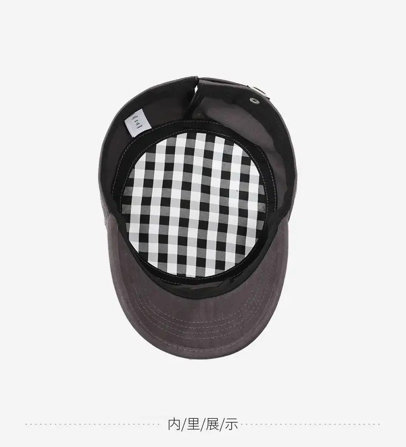 Men's Cotton Flat Cap Sunshade Logo Grey — feature 13