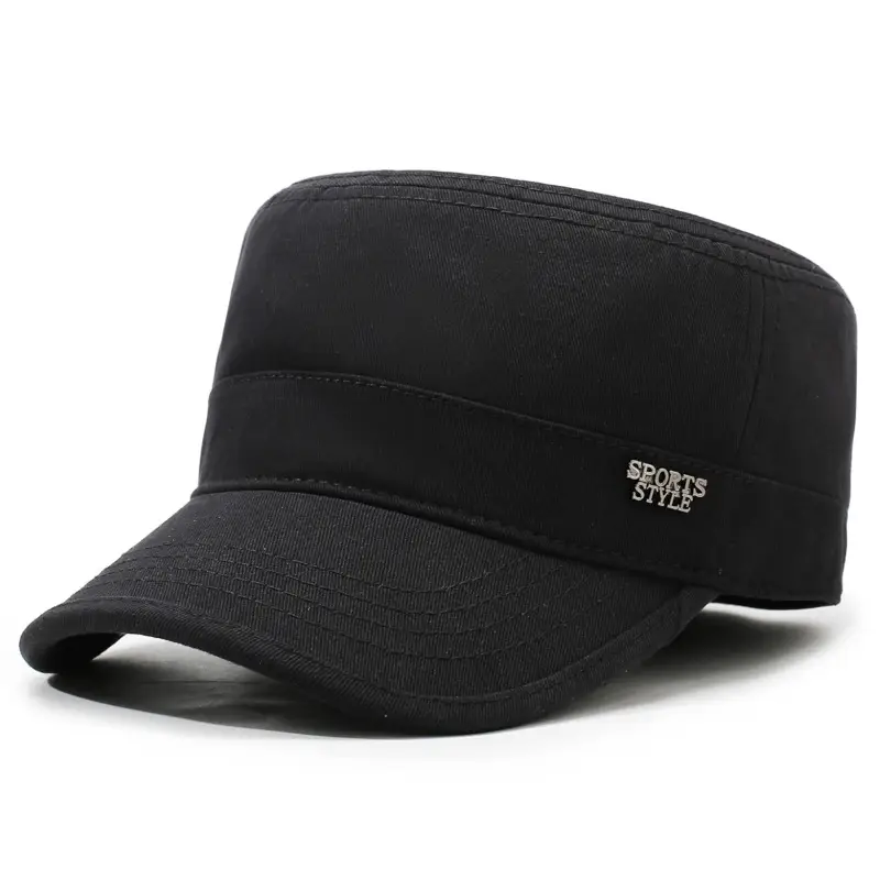 Men's Cotton Flat Cap Sunshade Logo Grey