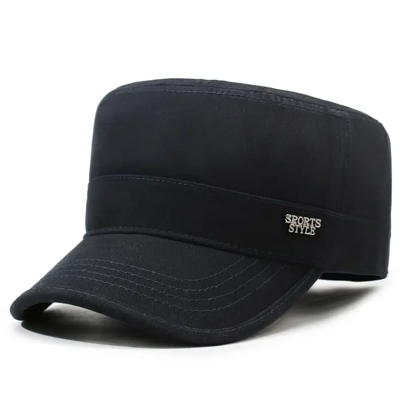 Men's Cotton Flat Cap Sunshade Logo Grey