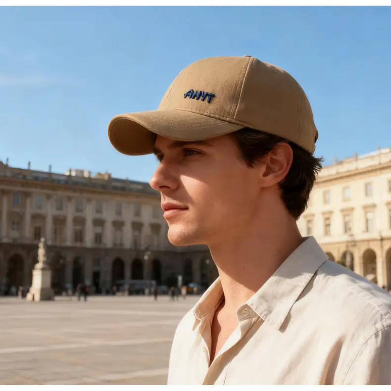 Men's Beige Embroidered Baseball Cap Autumn Winter Warm — feature 15