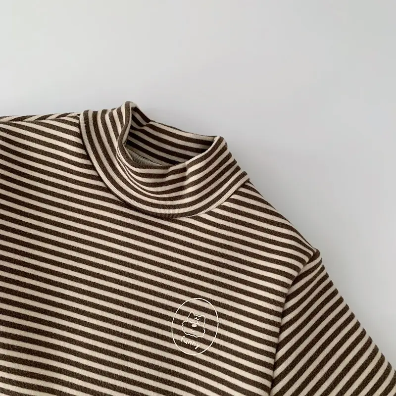 Boys Fleece Lined Striped Turtleneck Shirt with Booties — feature 11