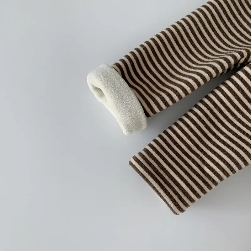 Boys Fleece Lined Striped Turtleneck Shirt with Booties — feature 7