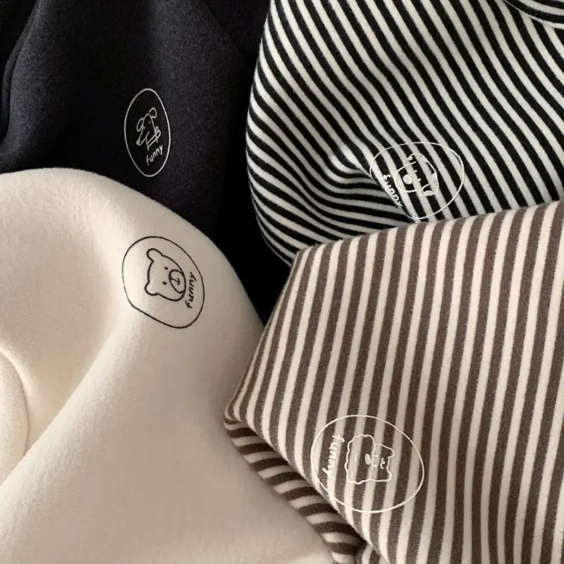 Boys Fleece Lined Striped Turtleneck Shirt with Booties — feature 8