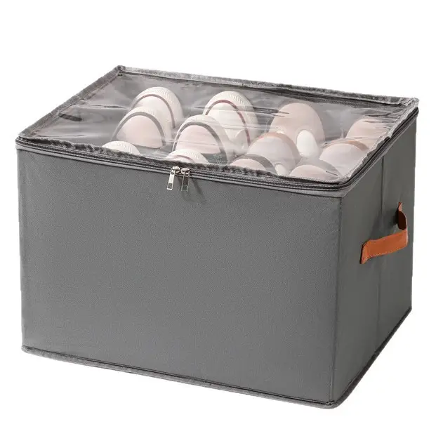 Fabric Multifunctional Compartmentalized Debris Storage Box Foldable Dustproof and Moisture-Proof Shoe Box with Lid Washable Storage Box