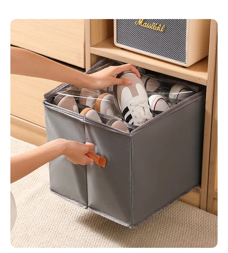 Fabric Multifunctional Compartmentalized Debris Storage Box Foldable Dustproof and Moisture-Proof Shoe Box with Lid Washable Storage Box — feature 15