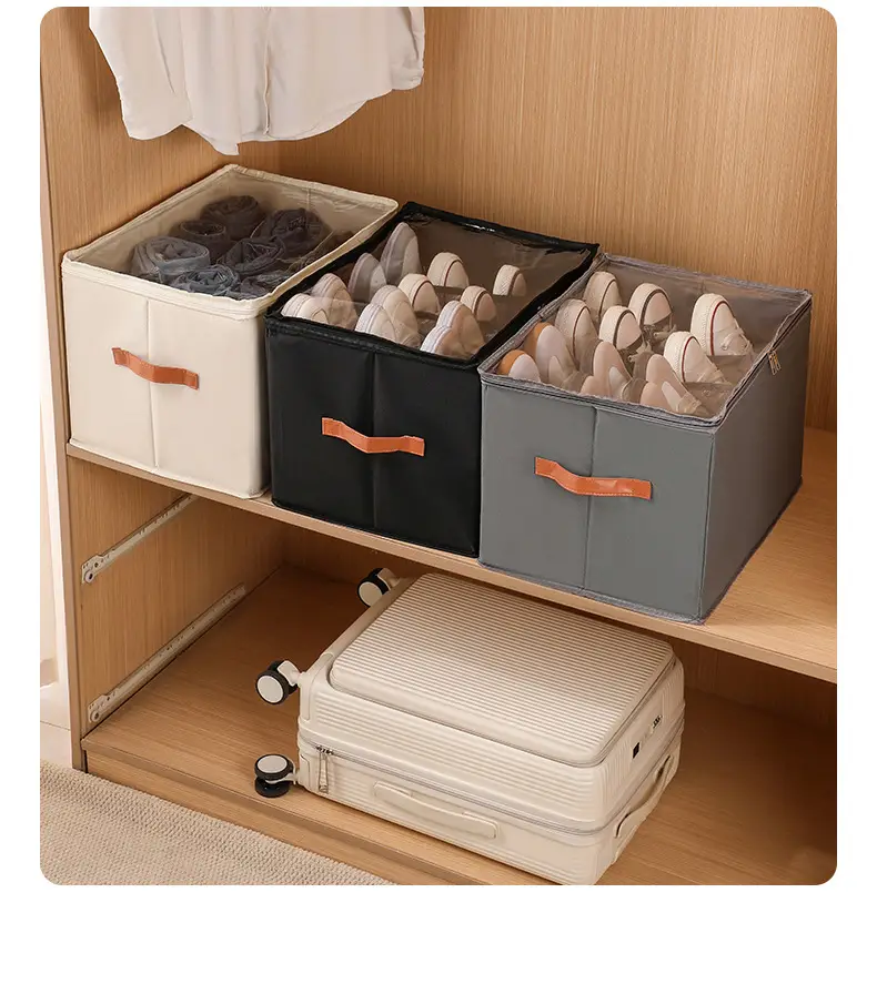 Fabric Multifunctional Compartmentalized Debris Storage Box Foldable Dustproof and Moisture-Proof Shoe Box with Lid Washable Storage Box — feature 17