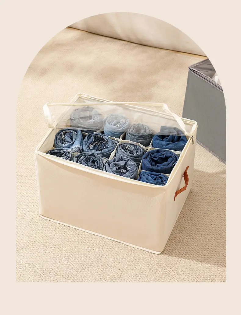 Fabric Multifunctional Compartmentalized Debris Storage Box Foldable Dustproof and Moisture-Proof Shoe Box with Lid Washable Storage Box — feature 4