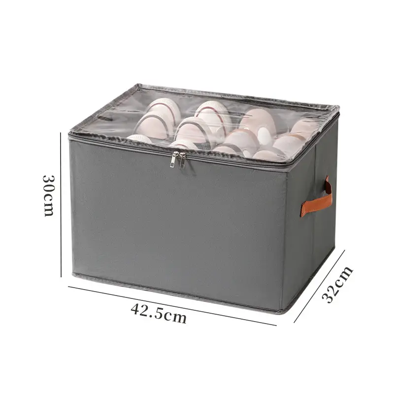 Fabric Multifunctional Compartmentalized Debris Storage Box Foldable Dustproof and Moisture-Proof Shoe Box with Lid Washable Storage Box