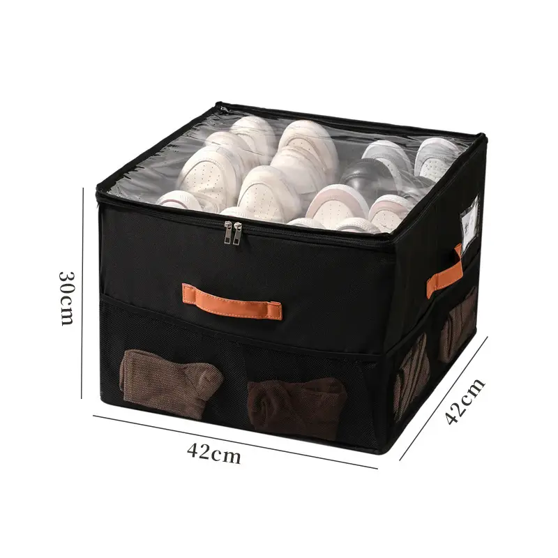 Fabric Multifunctional Compartmentalized Debris Storage Box Foldable Dustproof and Moisture-Proof Shoe Box with Lid Washable Storage Box