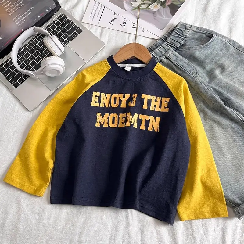 Boys Long Sleeve T-Shirt Navy Yellow 2025 — feature 5
