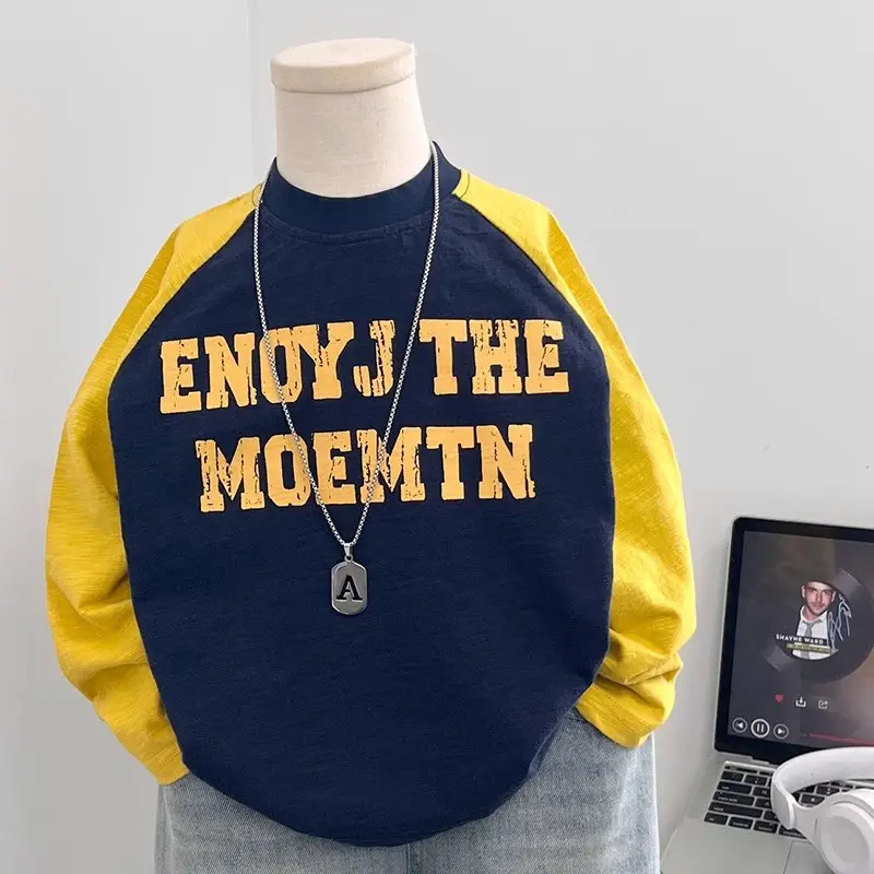 Boys Long Sleeve T-Shirt Navy Yellow 2025 — feature 7