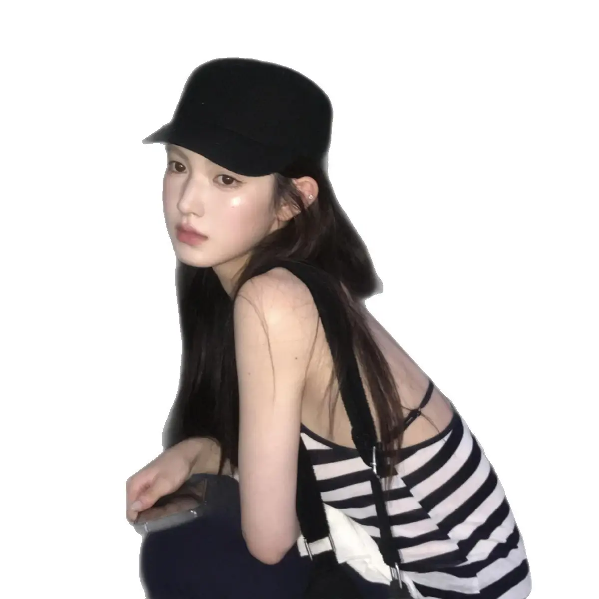 Women's Black Cap with White Umbrella for Spring Autumn - Image 6