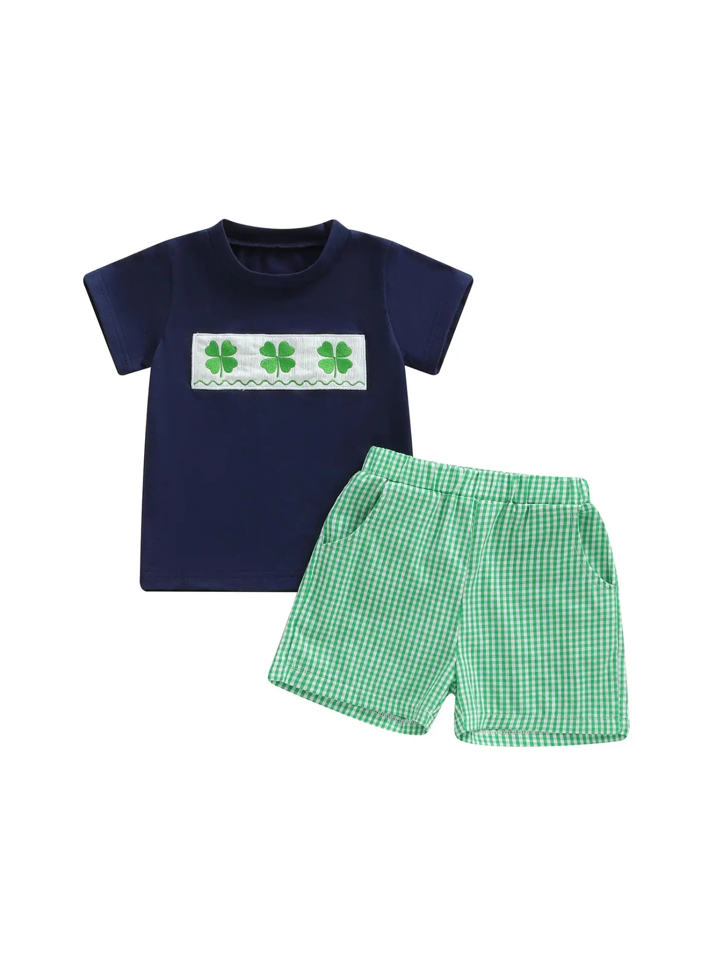 Boys St. Patrick's Day T-Shirt Shorts Set Navy Green - Image 4