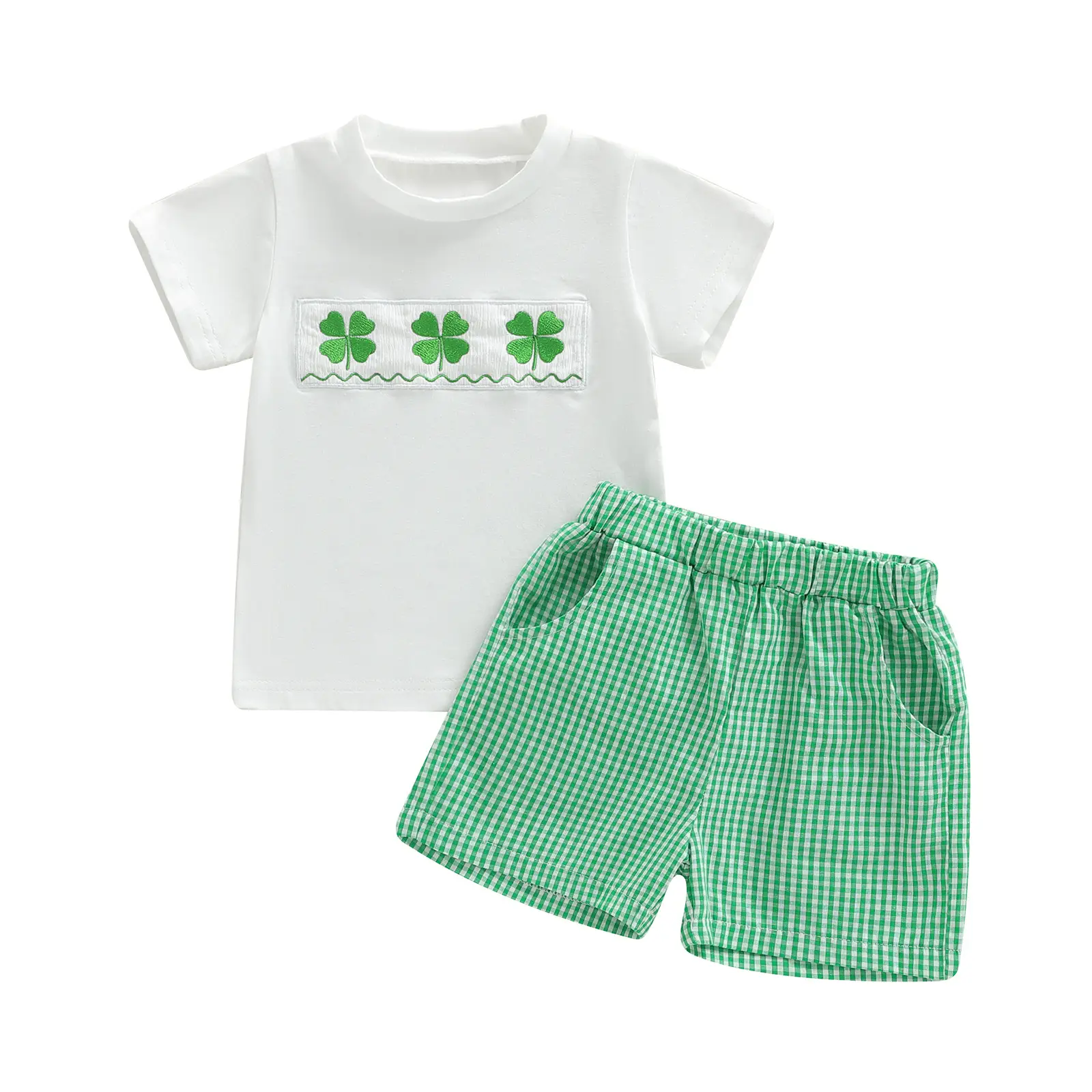 Boys St. Patrick's Day T-Shirt Shorts Set Navy Green — feature 2