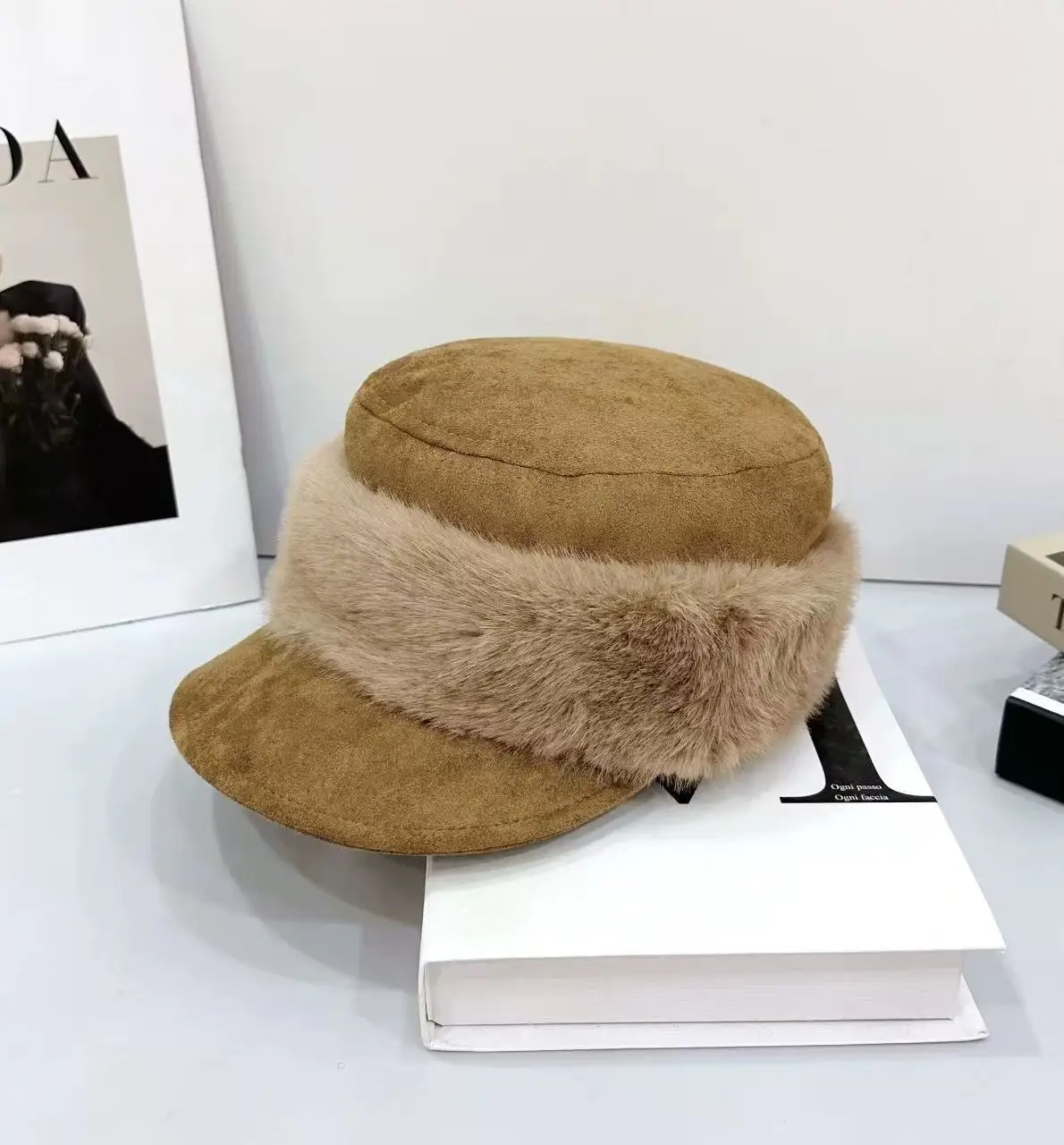 Plush Spliced Duckbill Hat for Women Winter Warm - Image 2