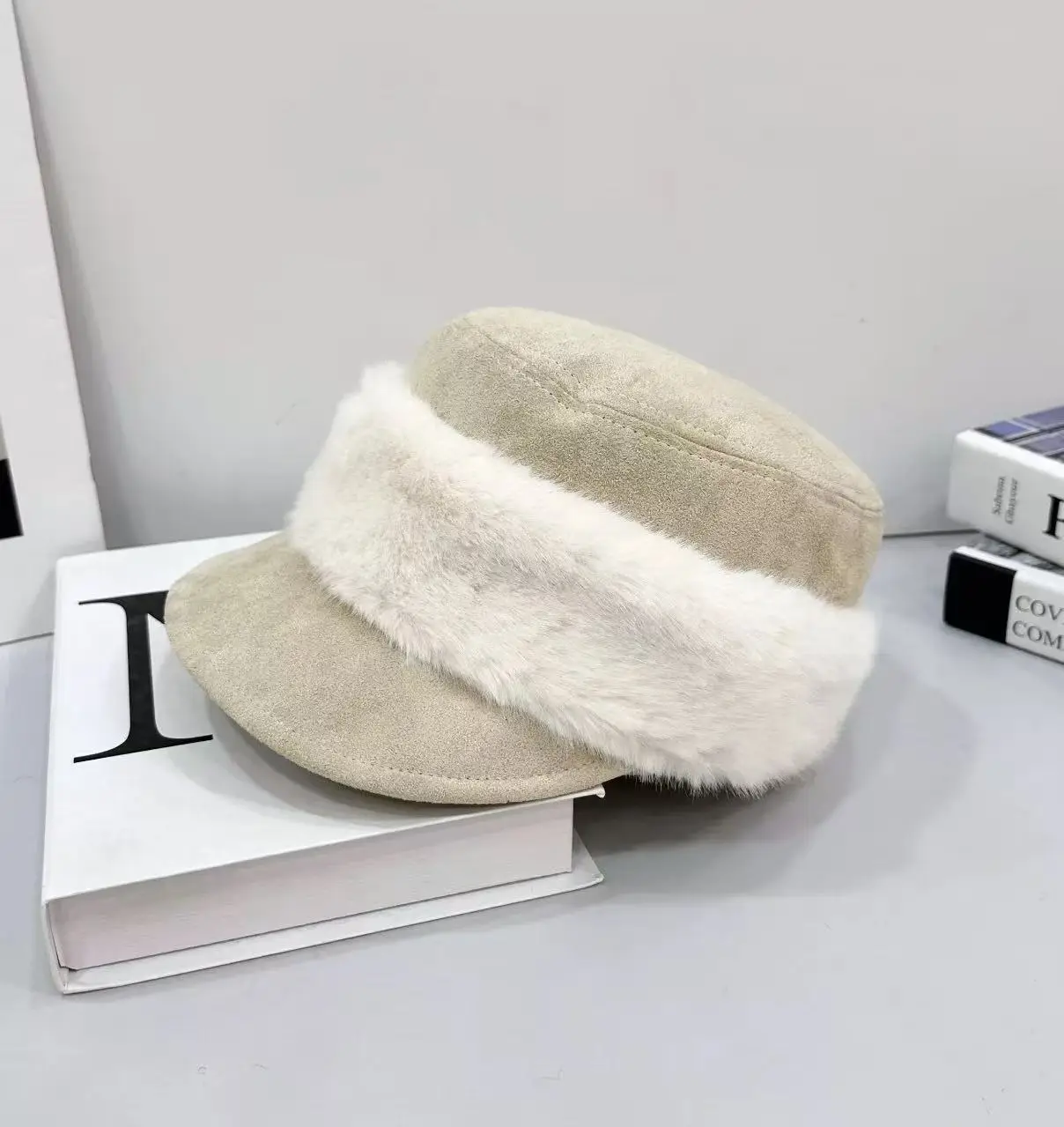 Plush Spliced Duckbill Hat for Women Winter Warm - Image 3
