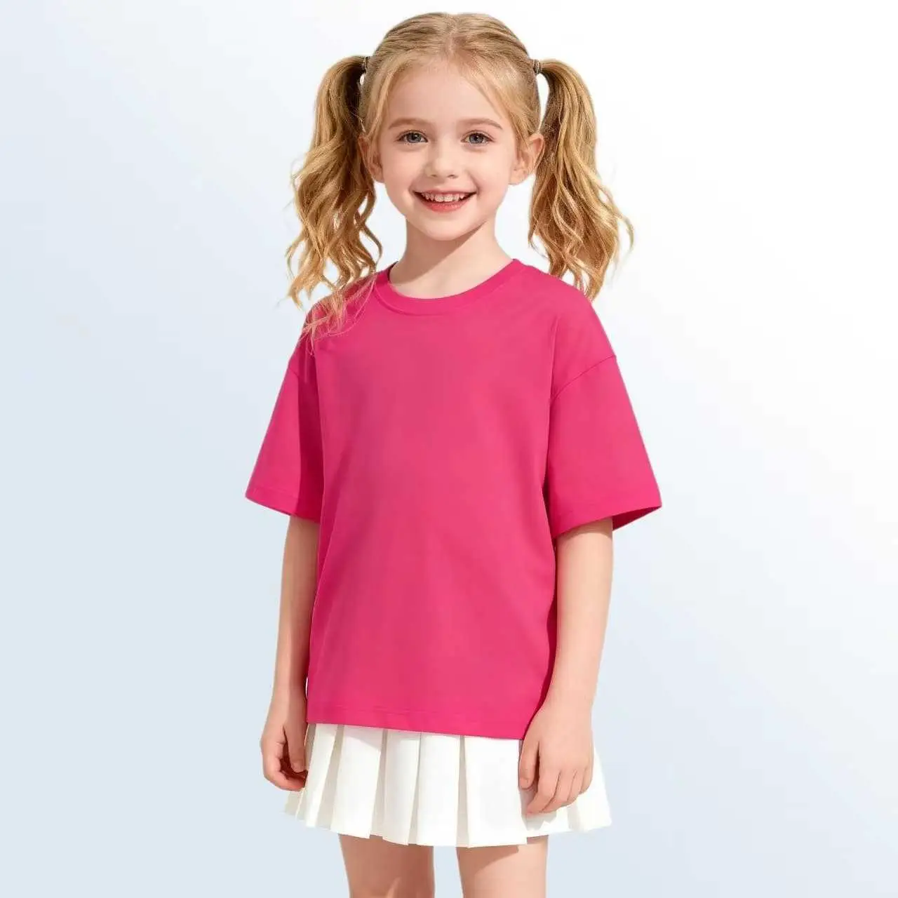Girls Cotton T-Shirt Cream Round Neck Summer - Image 16