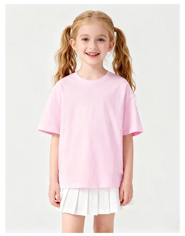 Girls Cotton T-Shirt Cream Round Neck Summer — feature 13