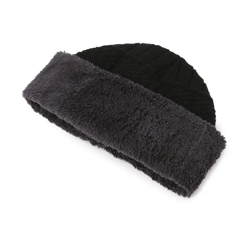 Cross-Border Set of Hats, Men's Winter Scarf, Gloves, Three-Piece Set, Integrated Neck Warmer, Fleece-Lined, Warm Winter Knitted Hat
