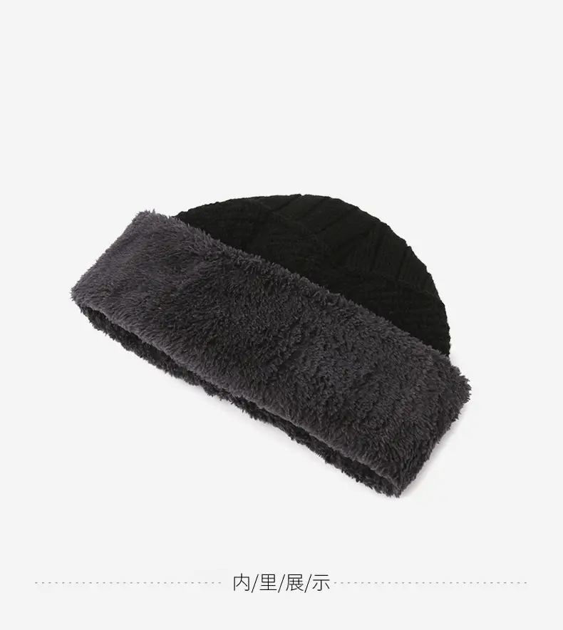 Cross-Border Set of Hats, Men's Winter Scarf, Gloves, Three-Piece Set, Integrated Neck Warmer, Fleece-Lined, Warm Winter Knitted Hat — feature 8