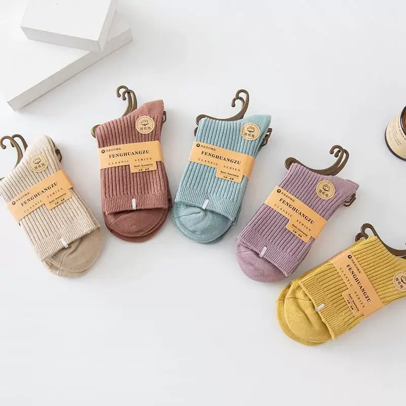 Socks Men's Autumn and Winter Thickened Mid-Calf Socks Sweat-Absorbent Breathable Pure Color Double-Needle Cotton Socks Simple Black and White Stockings Wholesale — feature 31