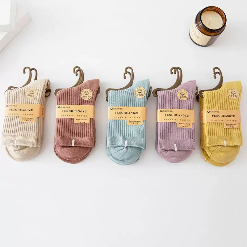 Socks Men's Autumn and Winter Thickened Mid-Calf Socks Sweat-Absorbent Breathable Pure Color Double-Needle Cotton Socks Simple Black and White Stockings Wholesale — feature 34