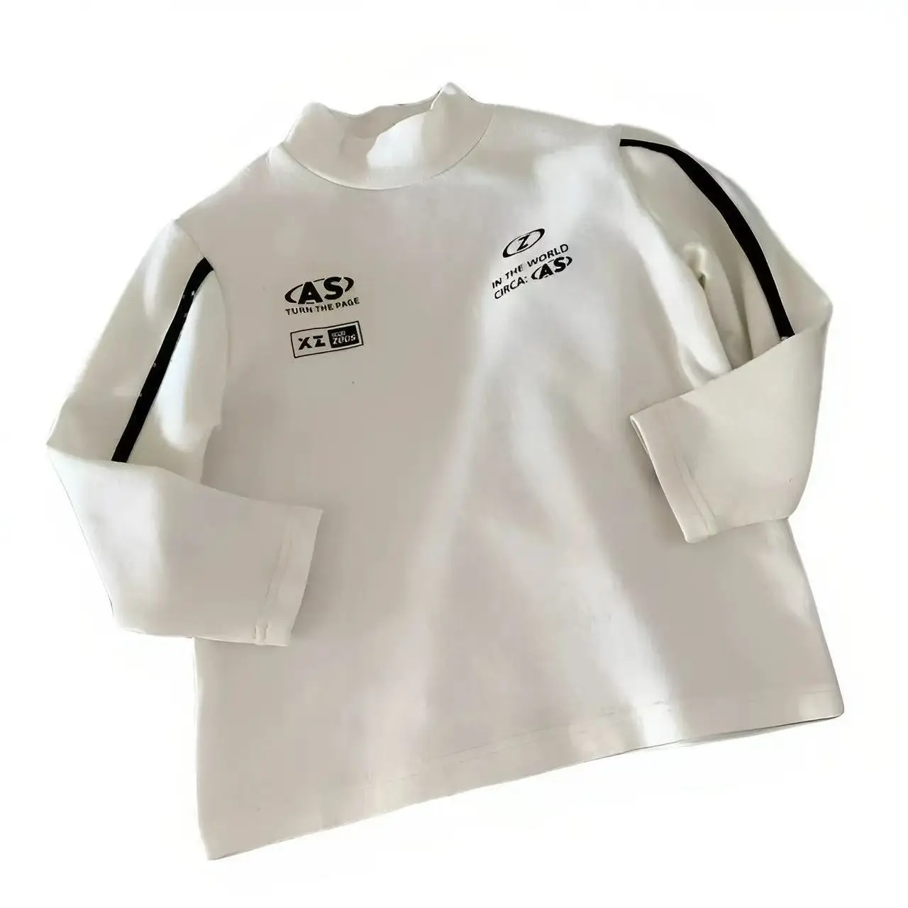 Autumn Winter Fleece Lined Boys T-Shirt Black White — feature 5