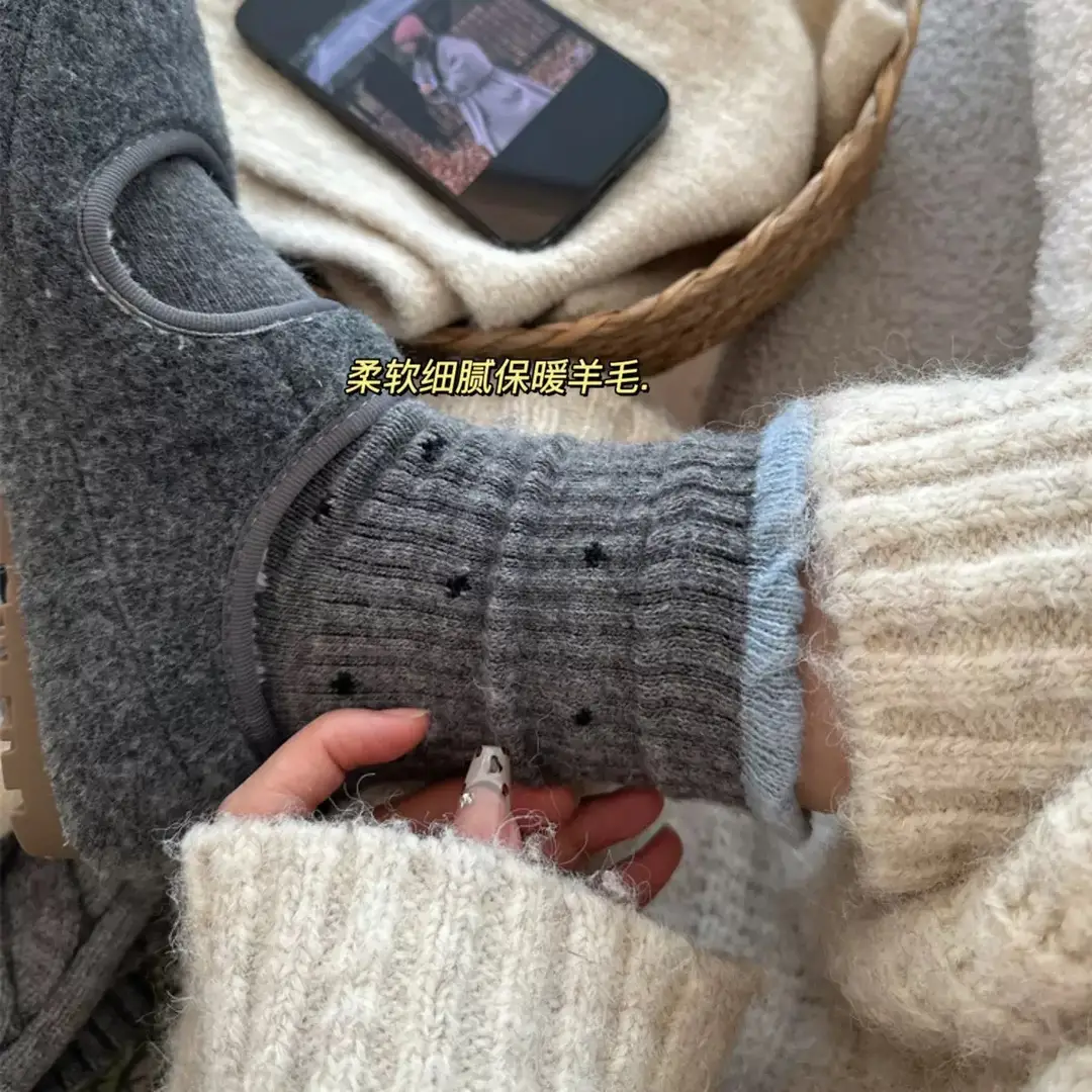 Polka Dot Socks for Women, Mid-Calf Socks, Warm Gray Series, Trendy Slouch Socks, Versatile Winter Long Socks, Zhuji Socks for Women — feature 9