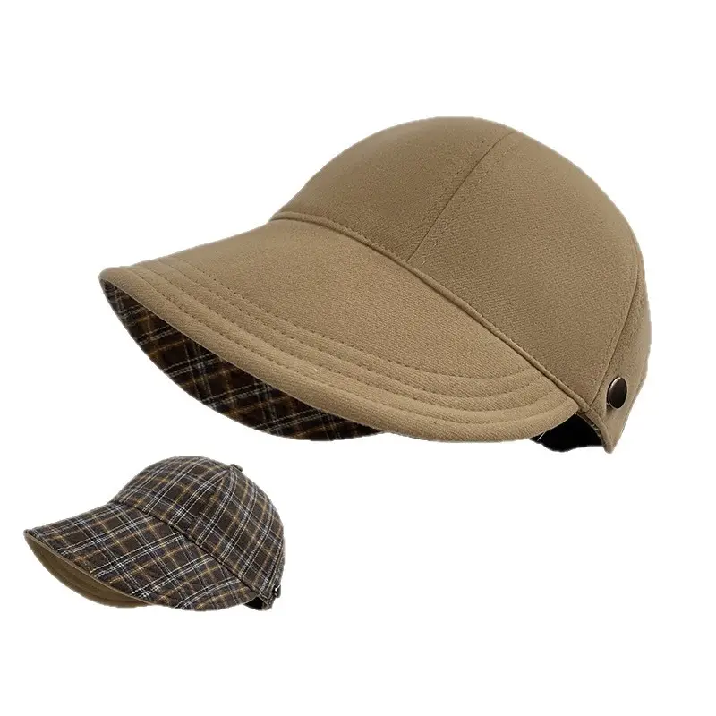 Korean Style Plaid Duck Tongue Fisherman Hat for Women Autumn Winter Outdoor Sunshade Anti-UV Equestrian Hat - Image 7