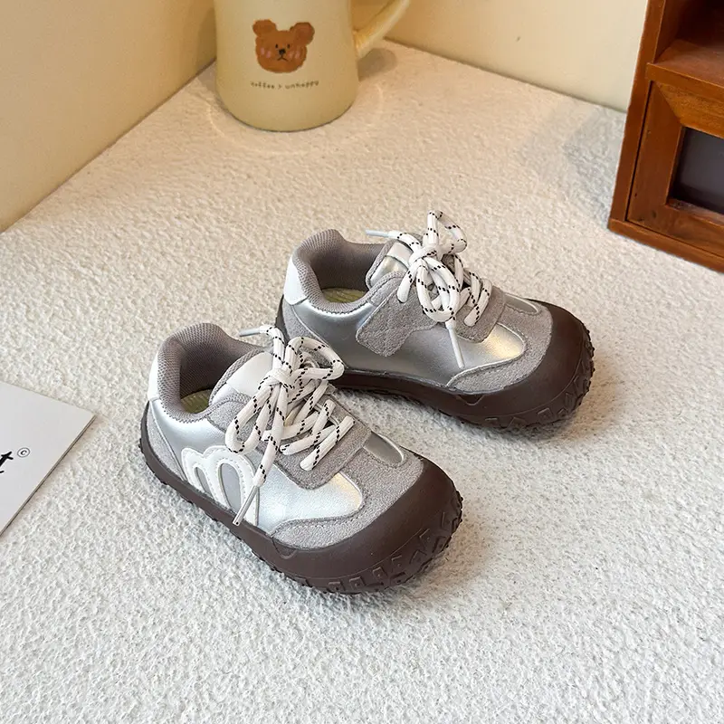 Kids Spring & Fall Sneakers Grey Soft Soled