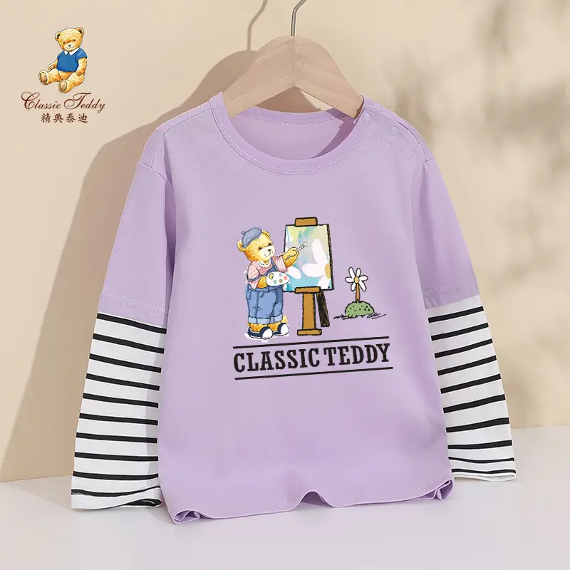 Classic Teddy Long Sleeve Printed T-Shirt Lavender - Image 14
