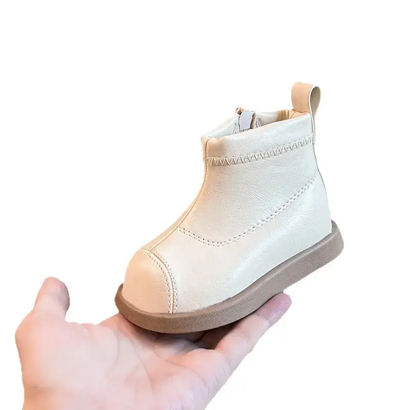 Baby Boots for Girls, Soft Leather Toddler Shoes, One-Year-Old Girls