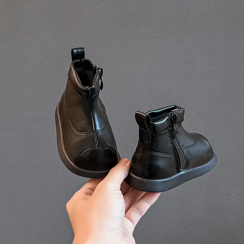 Baby Boots for Girls, Soft Leather Toddler Shoes, One-Year-Old Girls — feature 4