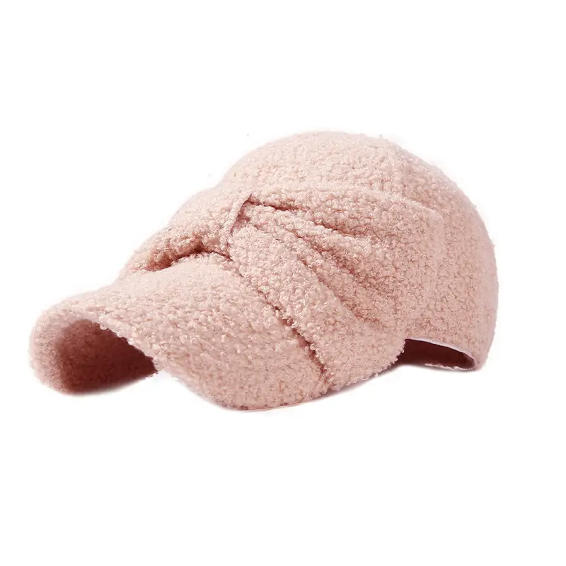 Pink Fleece Cap for Women Warm Winter Hat