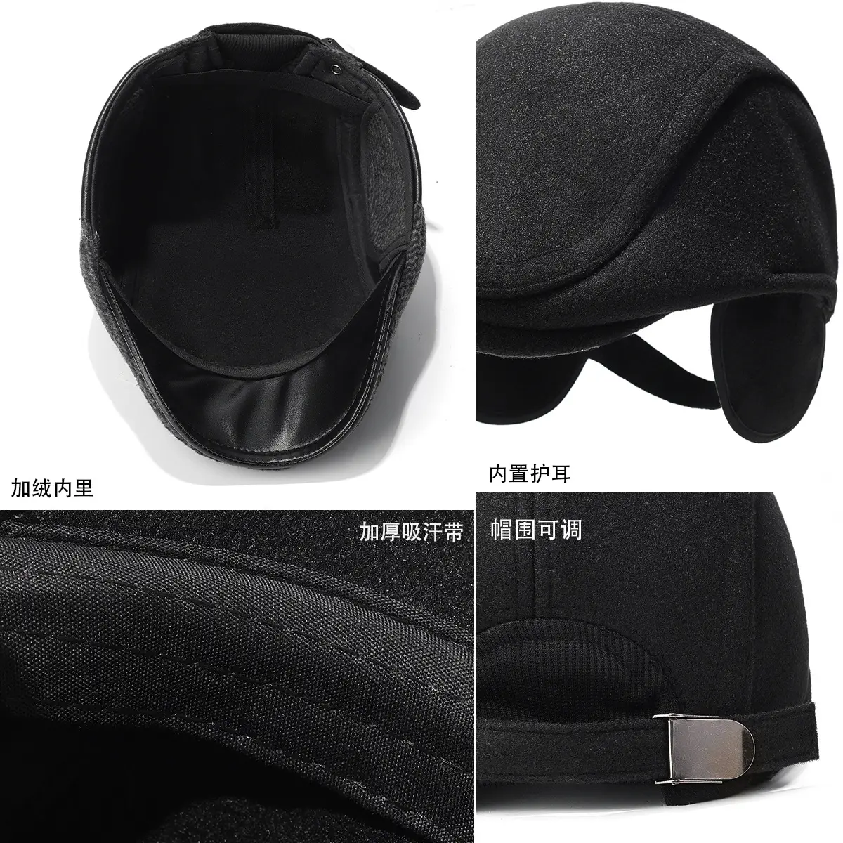 Winter Woolen Duck Cap for Men Cold Proof Retro Hat - Image 7