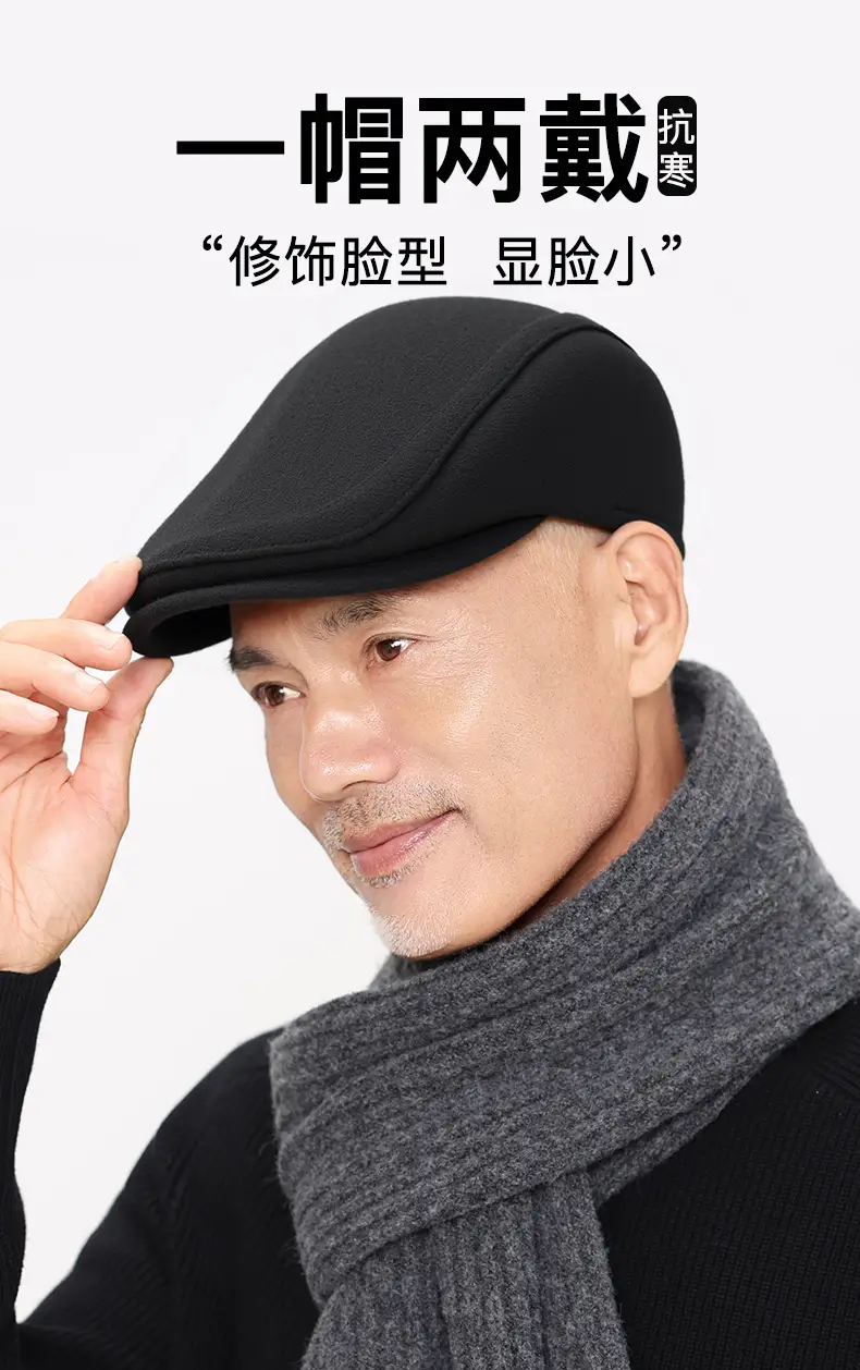 Winter Woolen Duck Cap for Men Cold Proof Retro Hat — feature 1