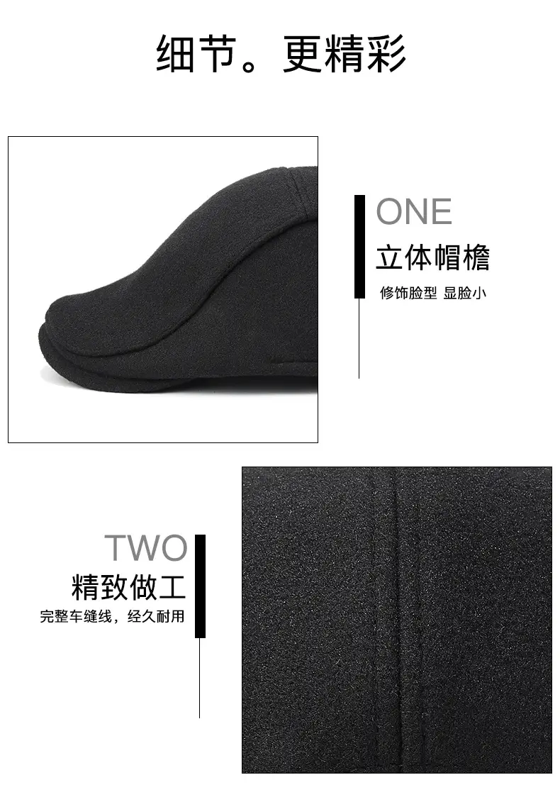 Winter Woolen Duck Cap for Men Cold Proof Retro Hat — feature 19