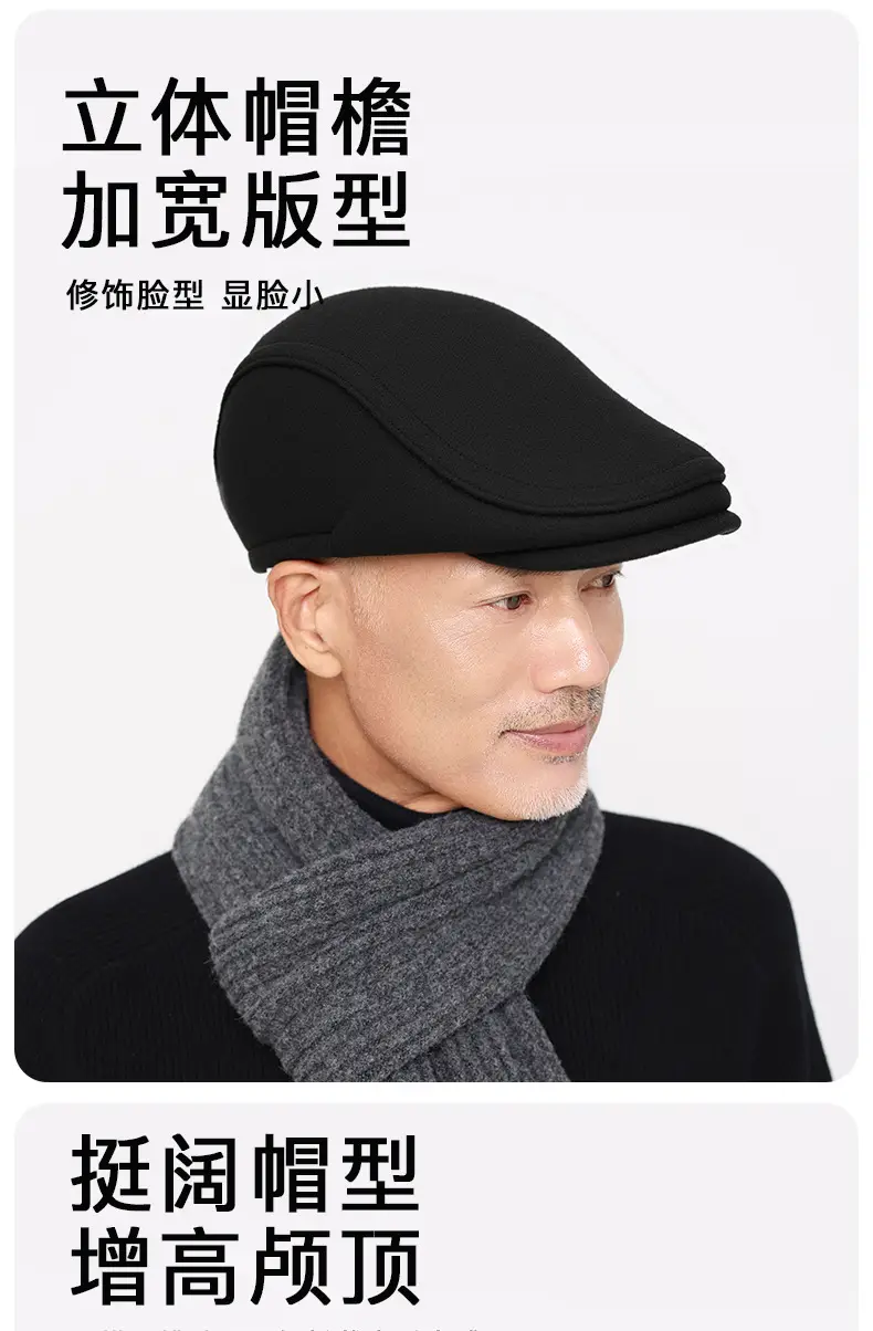 Winter Woolen Duck Cap for Men Cold Proof Retro Hat — feature 8