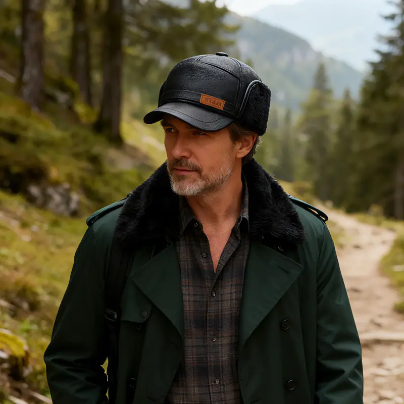 Winter Fleece Lined Black Cap for Men NY&JA - Image 7