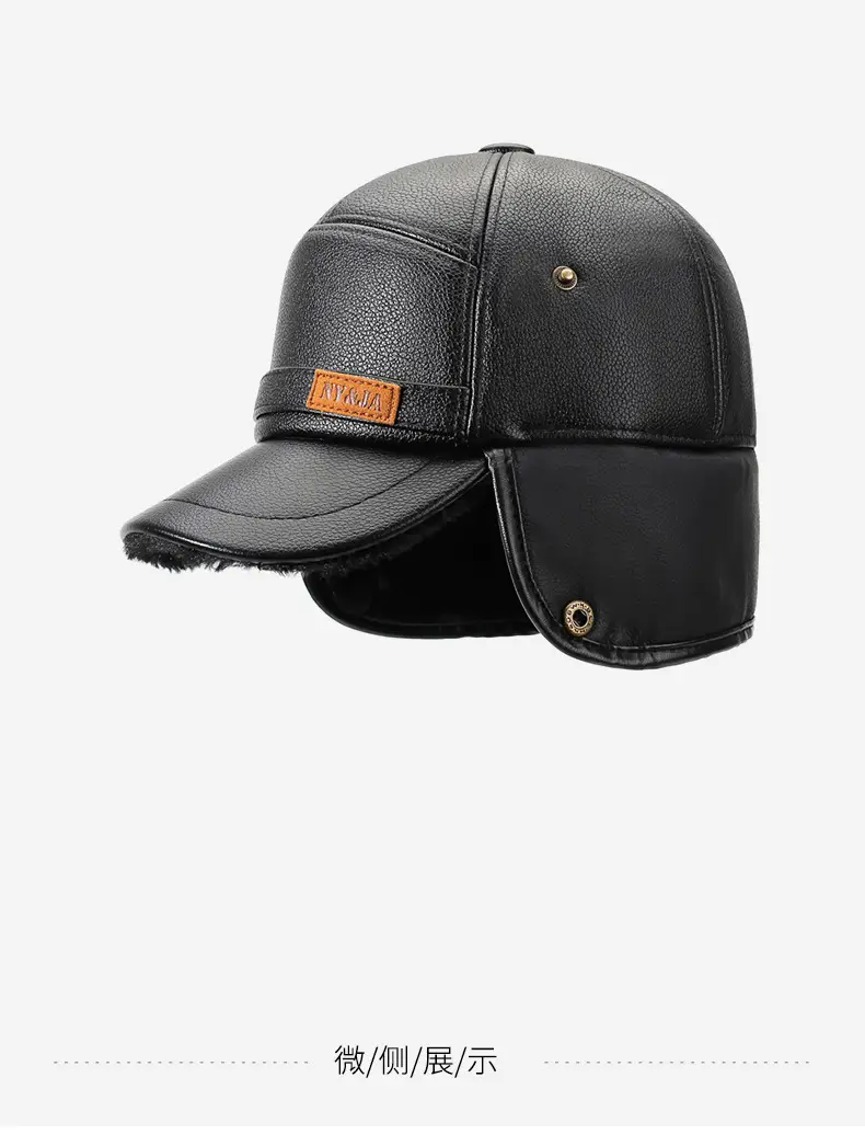Winter Fleece Lined Black Cap for Men NY&JA — feature 13
