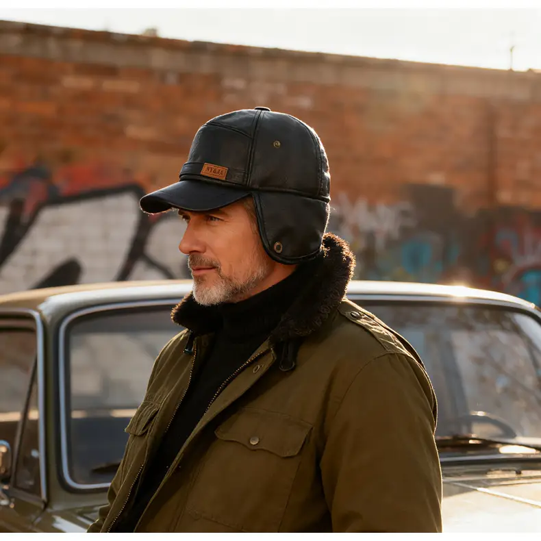 Winter Fleece Lined Black Cap for Men NY&JA — feature 15