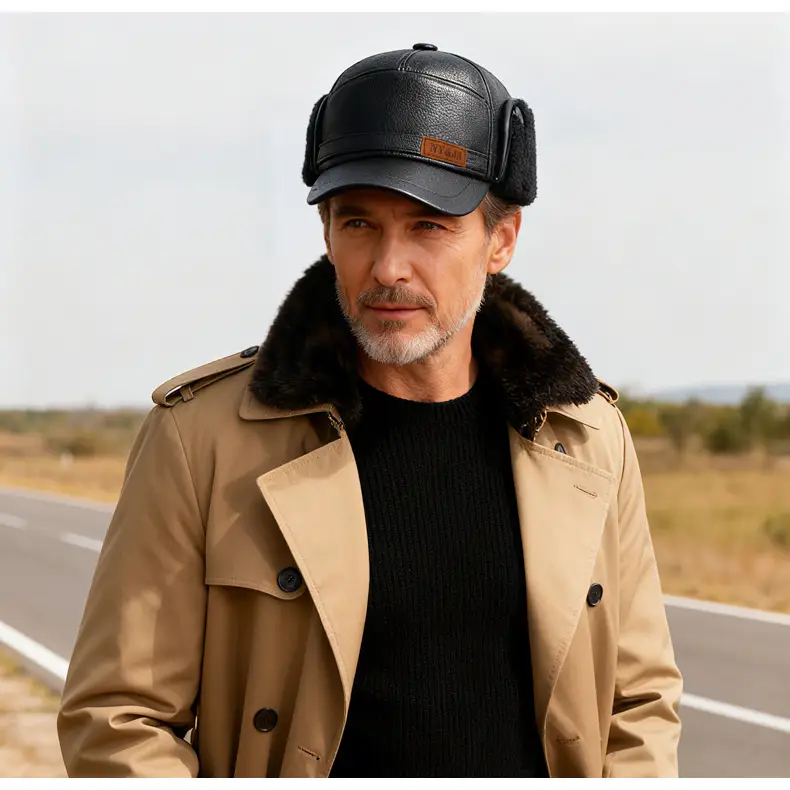 Winter Fleece Lined Black Cap for Men NY&JA — feature 17