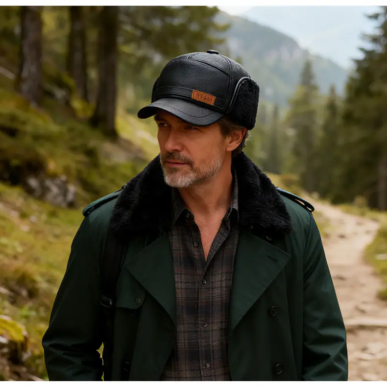 Winter Fleece Lined Black Cap for Men NY&JA — feature 18