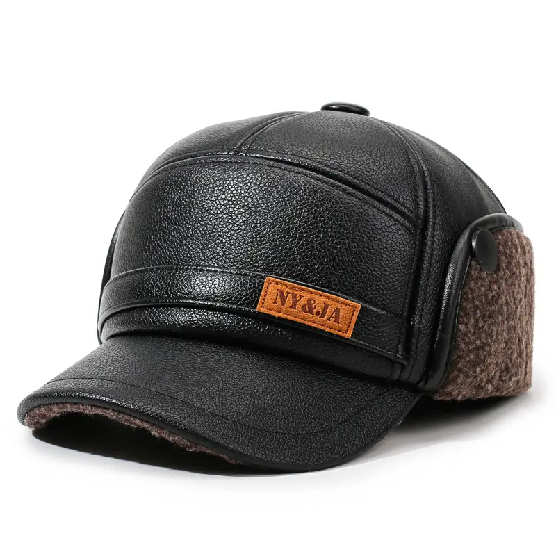 Winter Fleece Lined Black Cap for Men NY&JA - Image 3