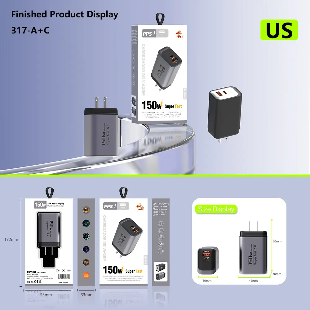 Factory Direct Sales New 150W Full Protocol Charger Travel Small Appliance Fast Charging Head Multi-Port A+C Charger — feature 15