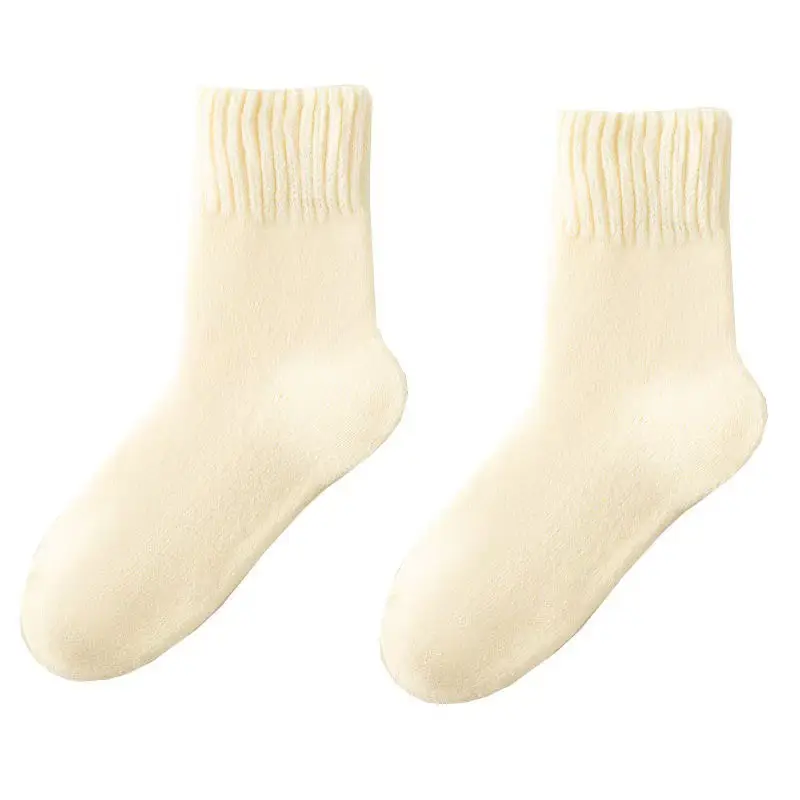 Autumn and Winter Socks for Women, Warm Terry Socks, Mid-Calf Socks, Cashmere Deodorant, Thickeneded Fleece-Lined Stockings, Plush Zhuji