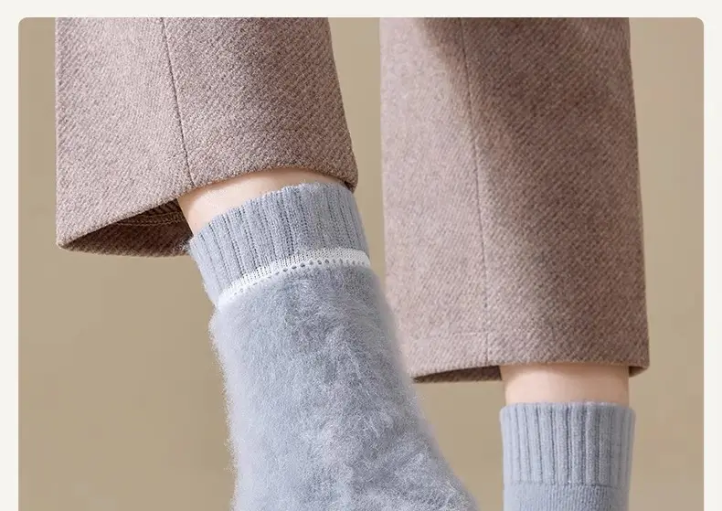 Autumn and Winter Socks for Women, Warm Terry Socks, Mid-Calf Socks, Cashmere Deodorant, Thickeneded Fleece-Lined Stockings, Plush Zhuji — feature 14
